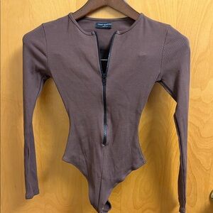 Naked Wardrobe Brown Long Sleeve Bodysuit